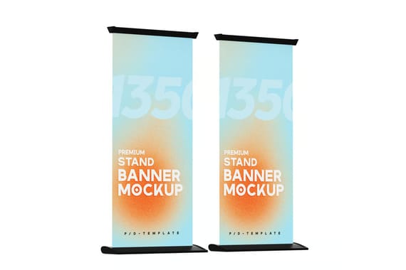 Advertising Stand Banner PSD Mockup