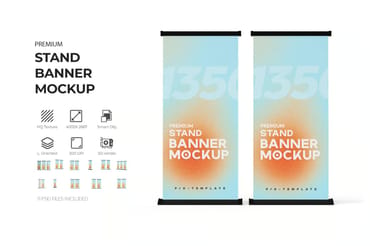 Advertising Stand Banner PSD Mockup