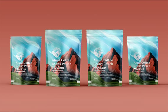 Aluminum Coffee Pouch Pack Mockup
