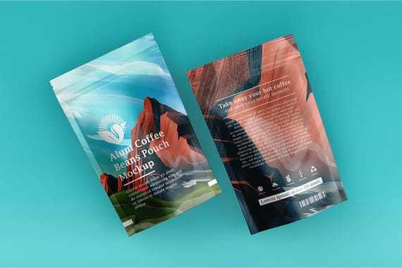 Aluminum Coffee Pouch Pack Mockup