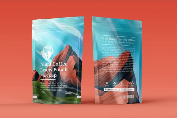 Aluminum Coffee Pouch Pack Mockup