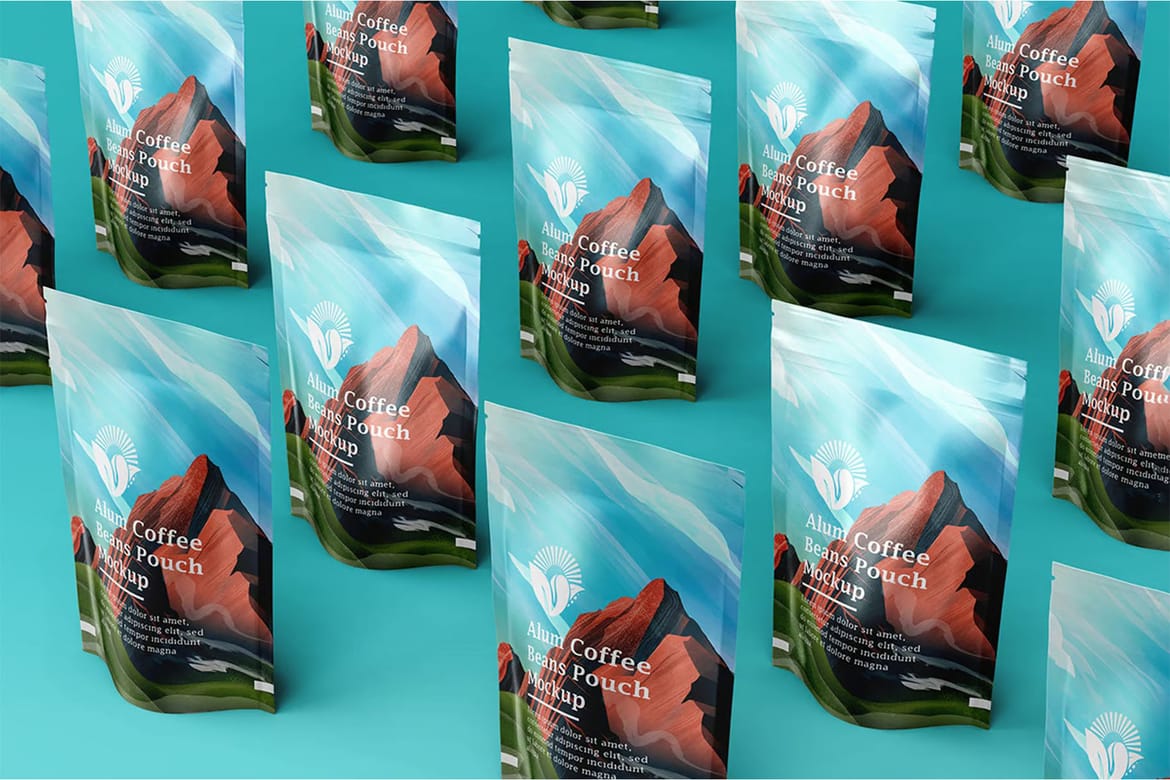 Aluminum Coffee Pouch Pack Mockup