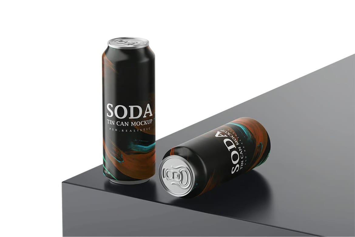 Tin Soda Can Mockup for Cold Drinks