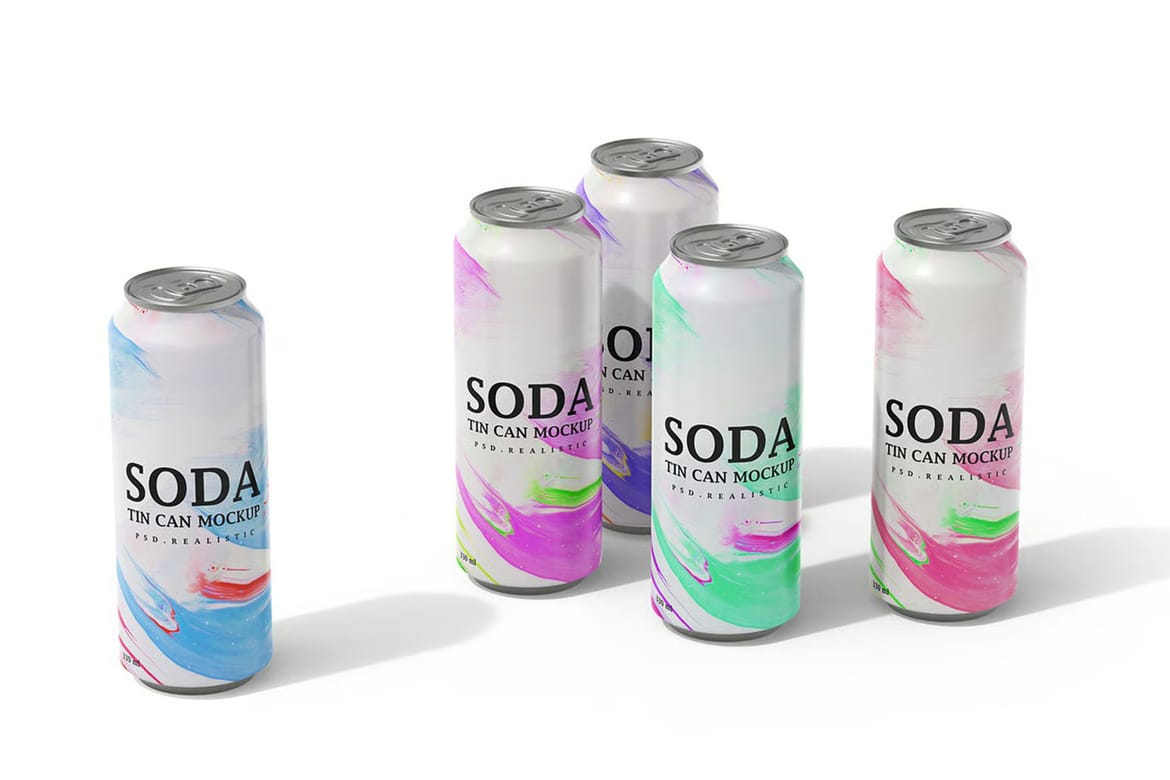 Tin Soda Can Mockup for Cold Drinks