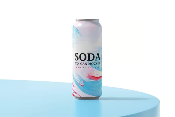 Tin Soda Can Mockup for Cold Drinks