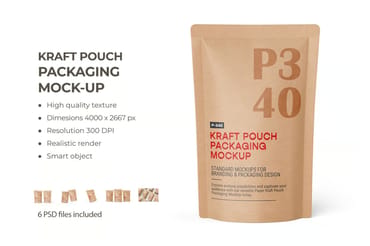 Kraft Pouch Packaging Mockup