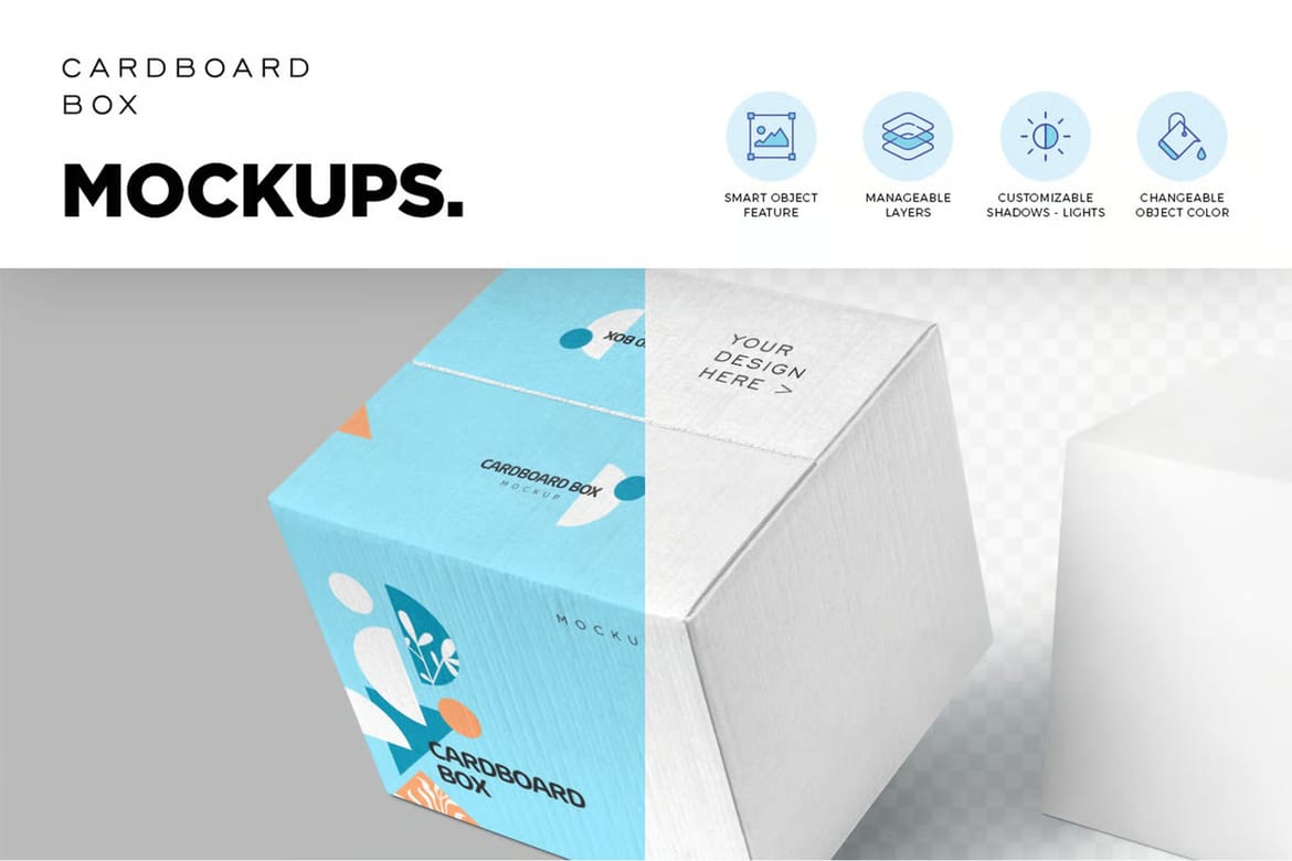 4 Cardboard Box Mockups