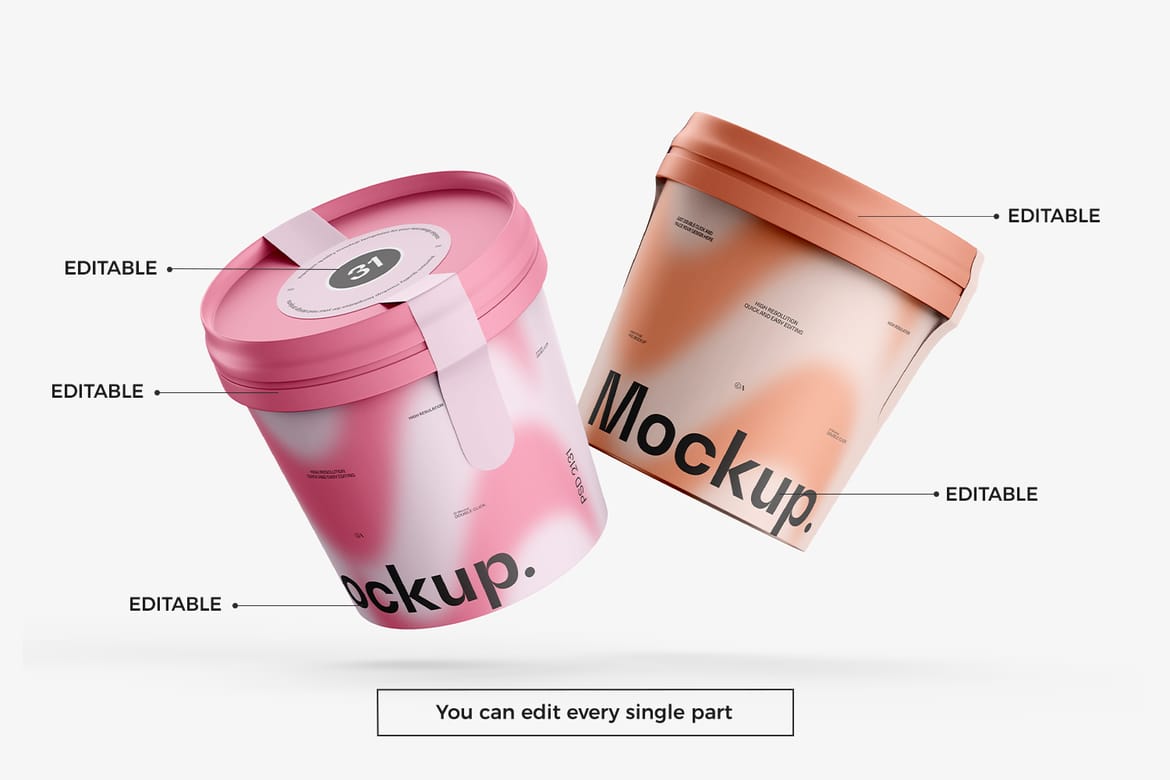 Ice Cream Cup Packaging Mockup