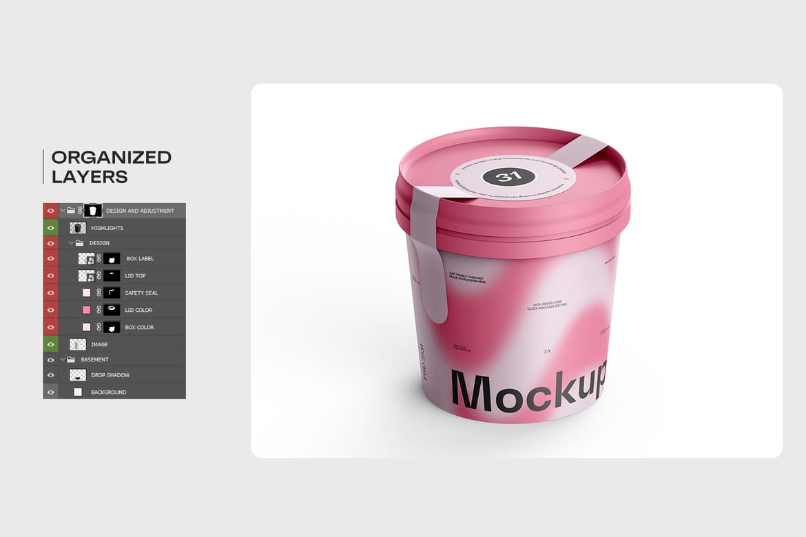 Ice Cream Cup Packaging Mockup