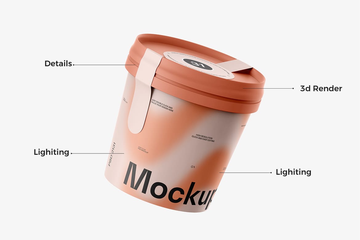 Ice Cream Cup Packaging Mockup