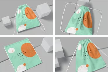 4 Drawstring Bag Mockups