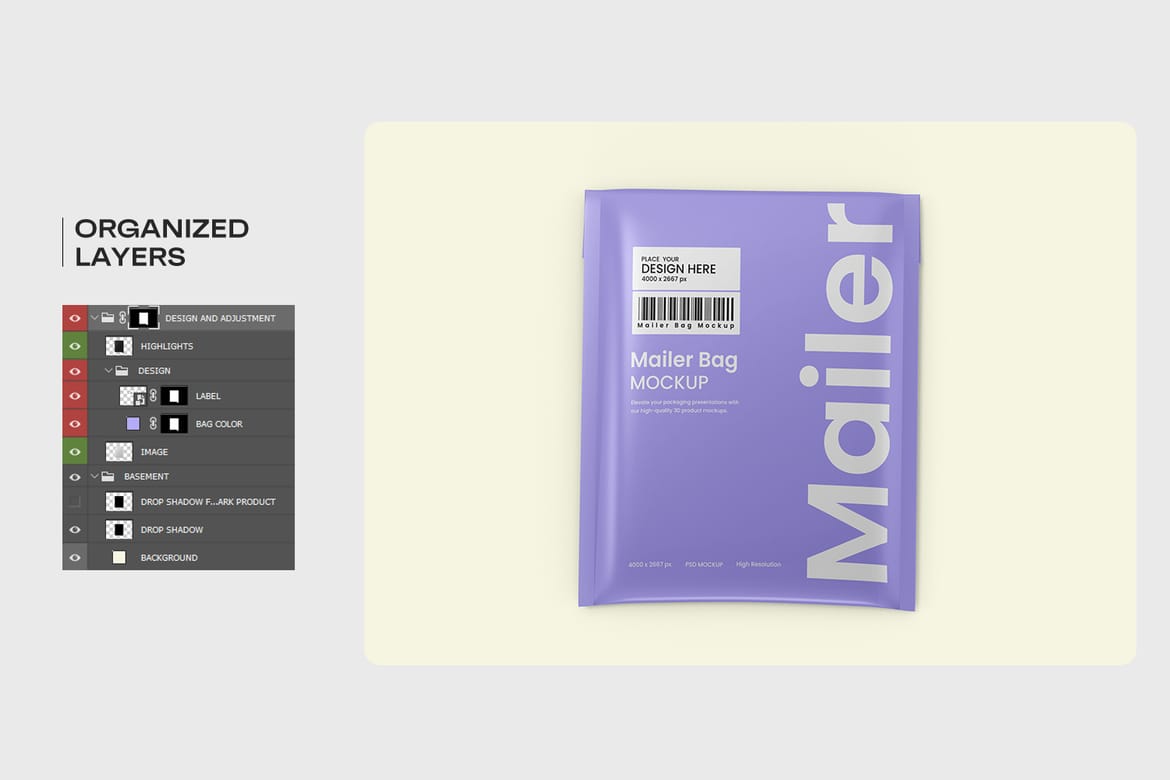Mailer Bag Packaging Mockup