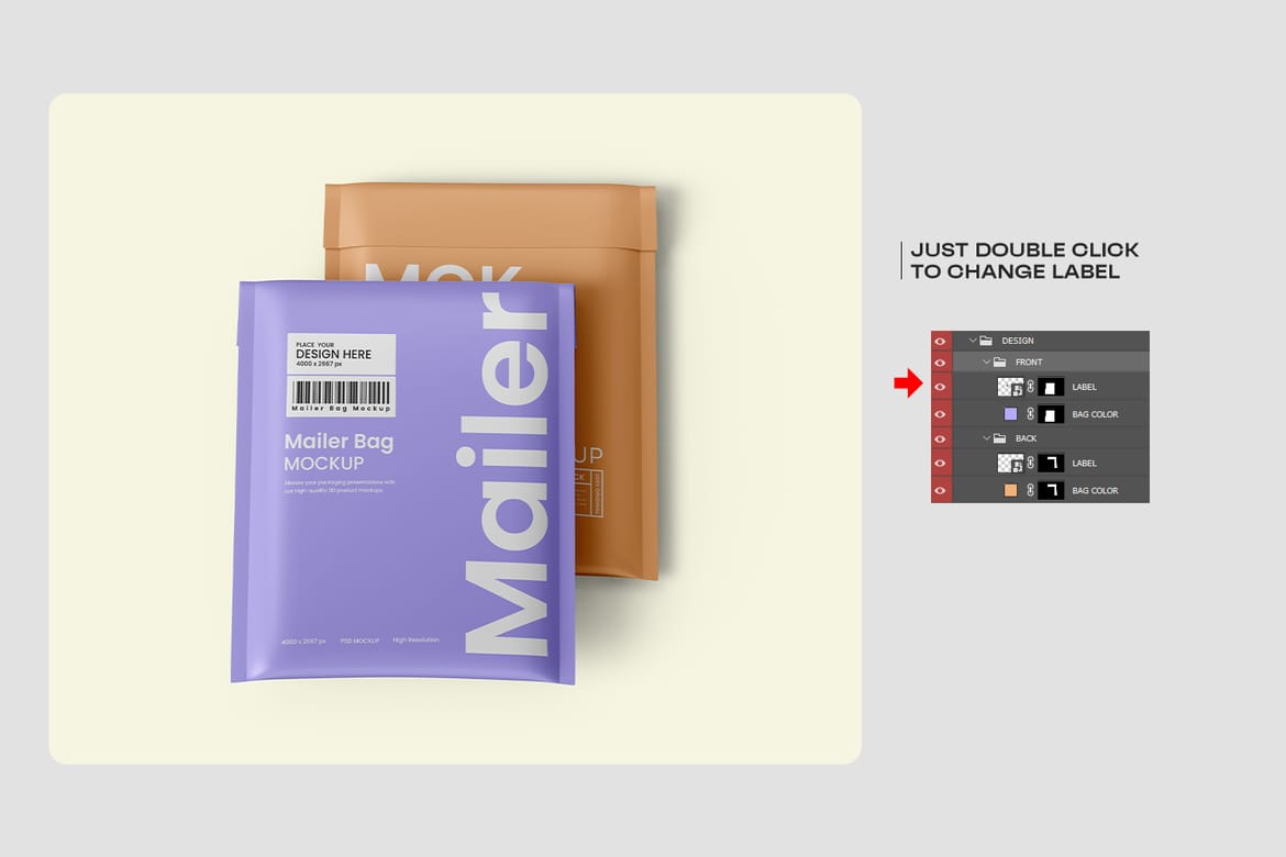 Mailer Bag Packaging Mockup