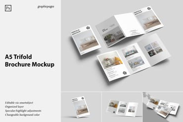 A5 Trifold Brochure Mockup