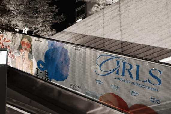 Posters mockup on an escalator