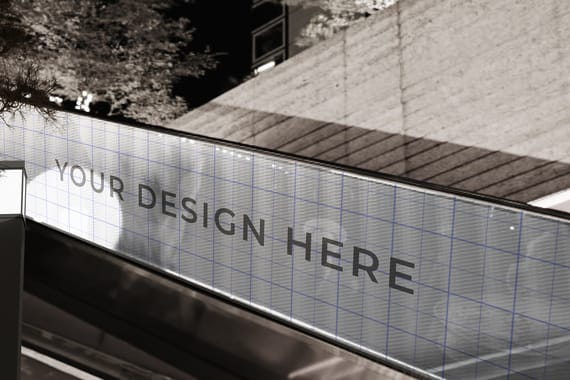 Posters mockup on an escalator