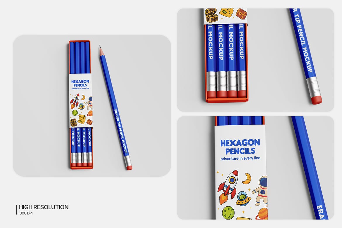 Hexagon Pencil Mockup Set