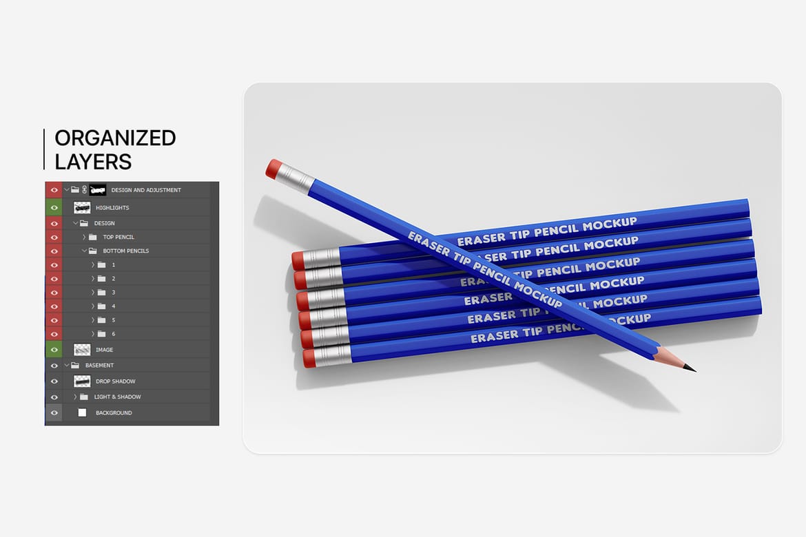 Hexagon Pencil Mockup Set