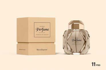 Kraft Box with Perfume Mockup