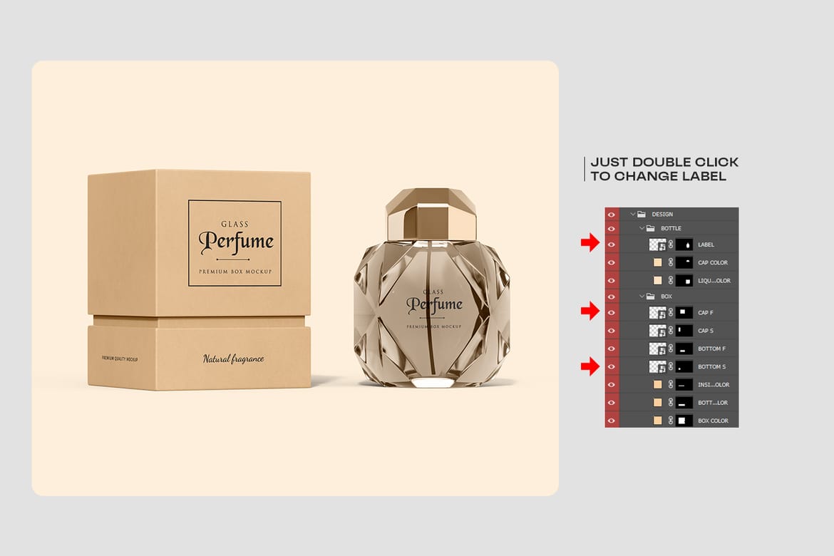 Kraft Box with Perfume Mockup