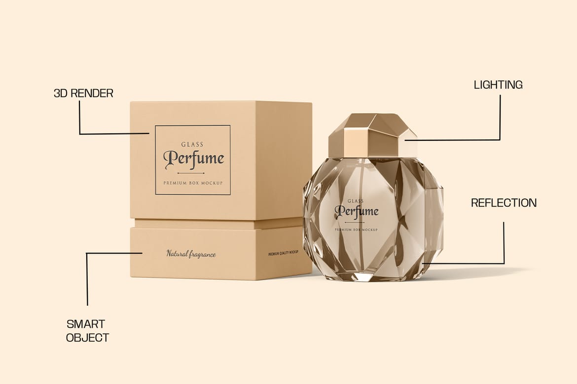 Kraft Box with Perfume Mockup