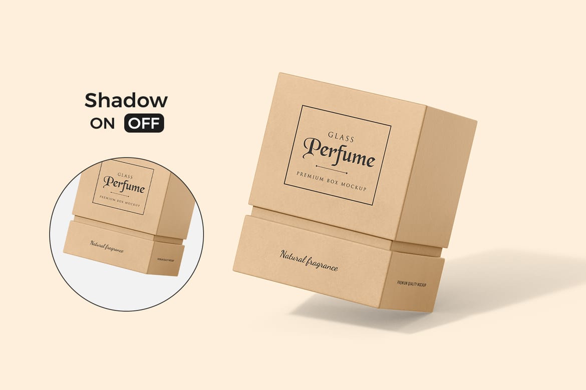 Kraft Box with Perfume Mockup