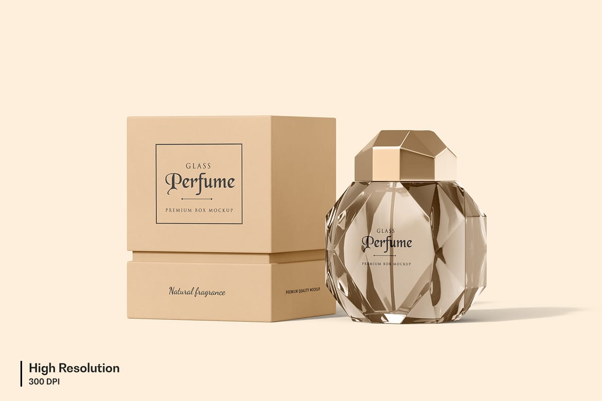 Kraft Box with Perfume Mockup