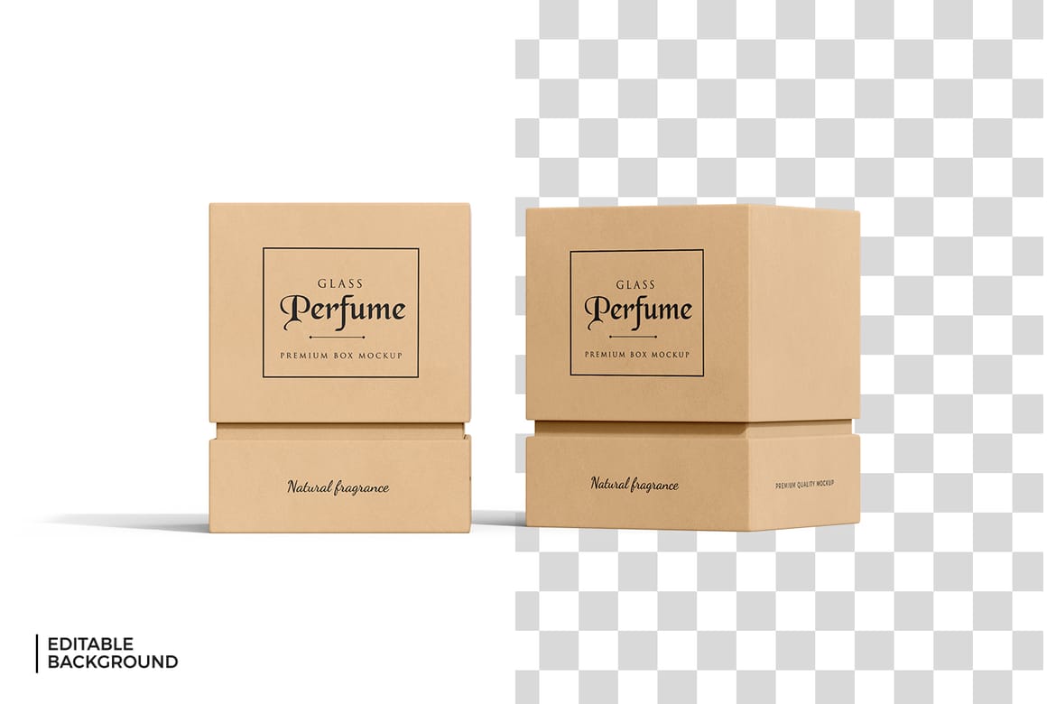 Kraft Box with Perfume Mockup