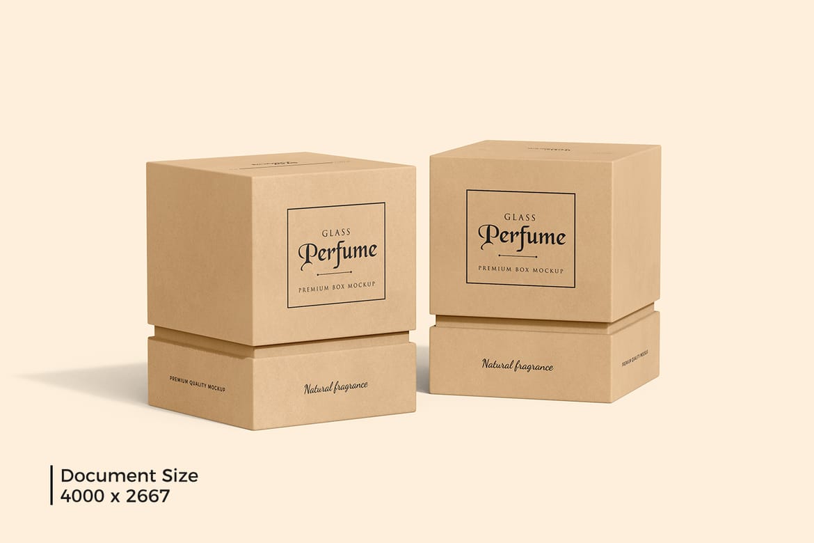 Kraft Box with Perfume Mockup