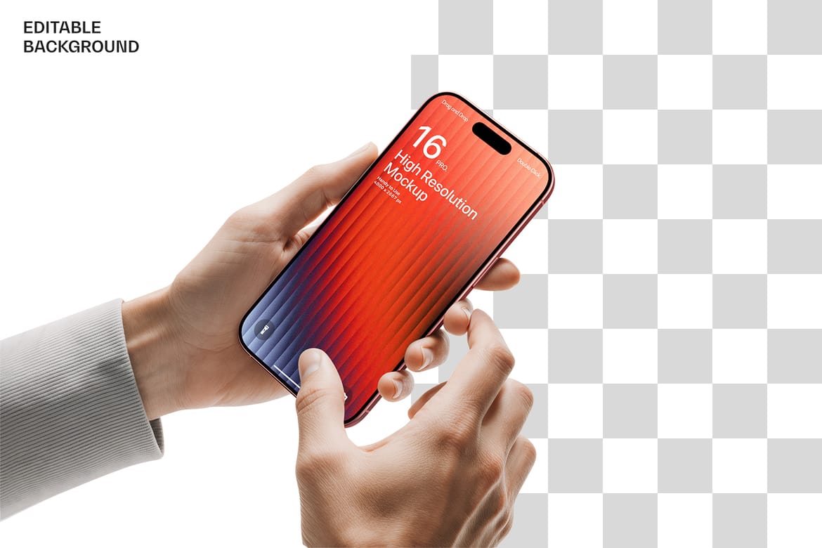 Holding iPhone 16 Pro Max Mockup