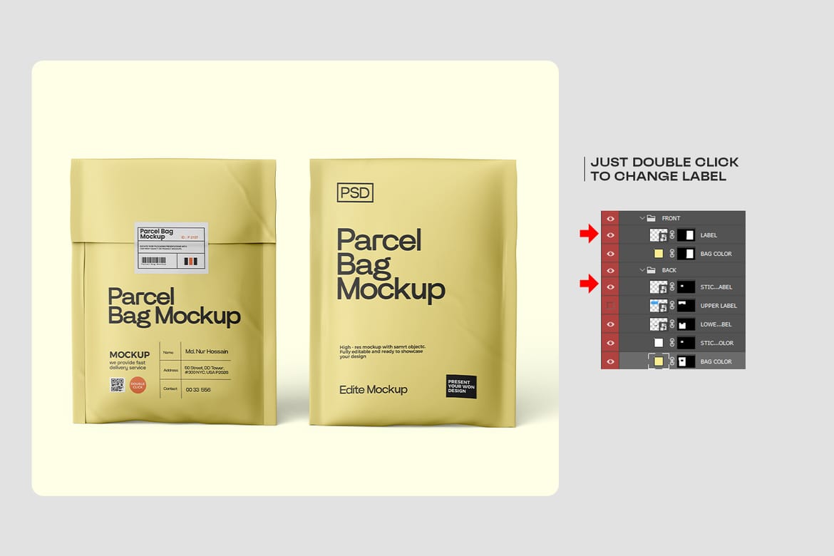 Paper Mailing Bag Mockup
