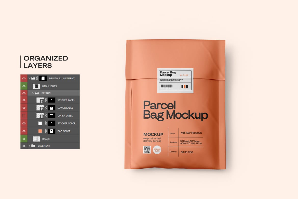 Paper Mailing Bag Mockup