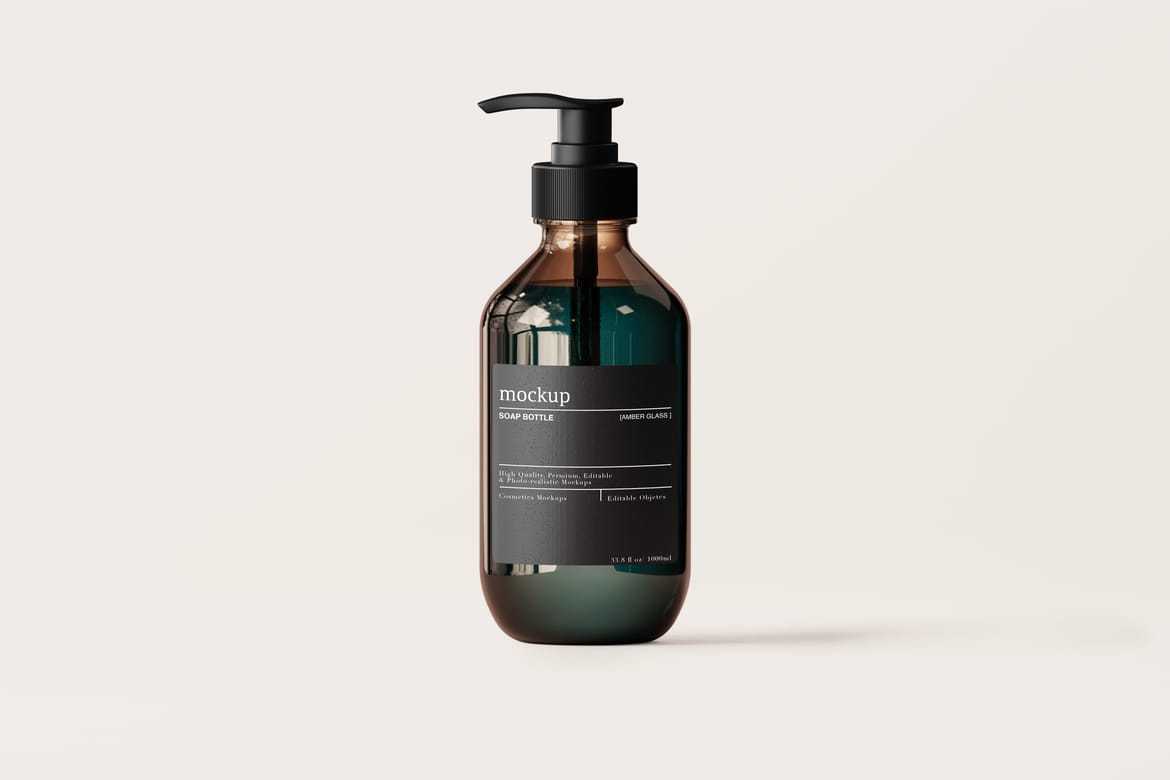 Amber – Glass Soap Bottle Mockup Set