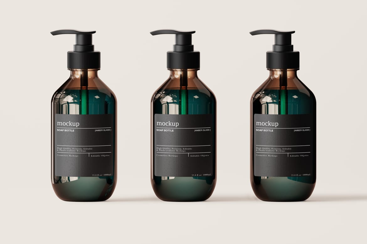 Amber – Glass Soap Bottle Mockup Set