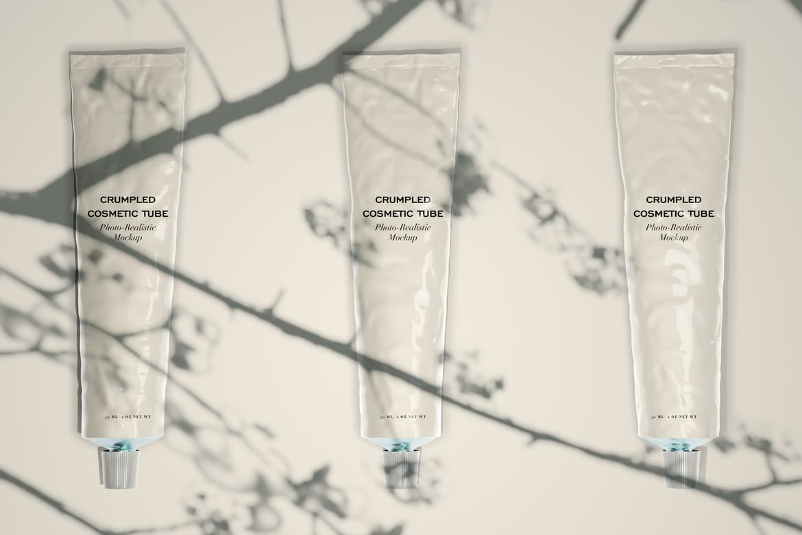 Crumpled Cosmetic Tube Mockup Set