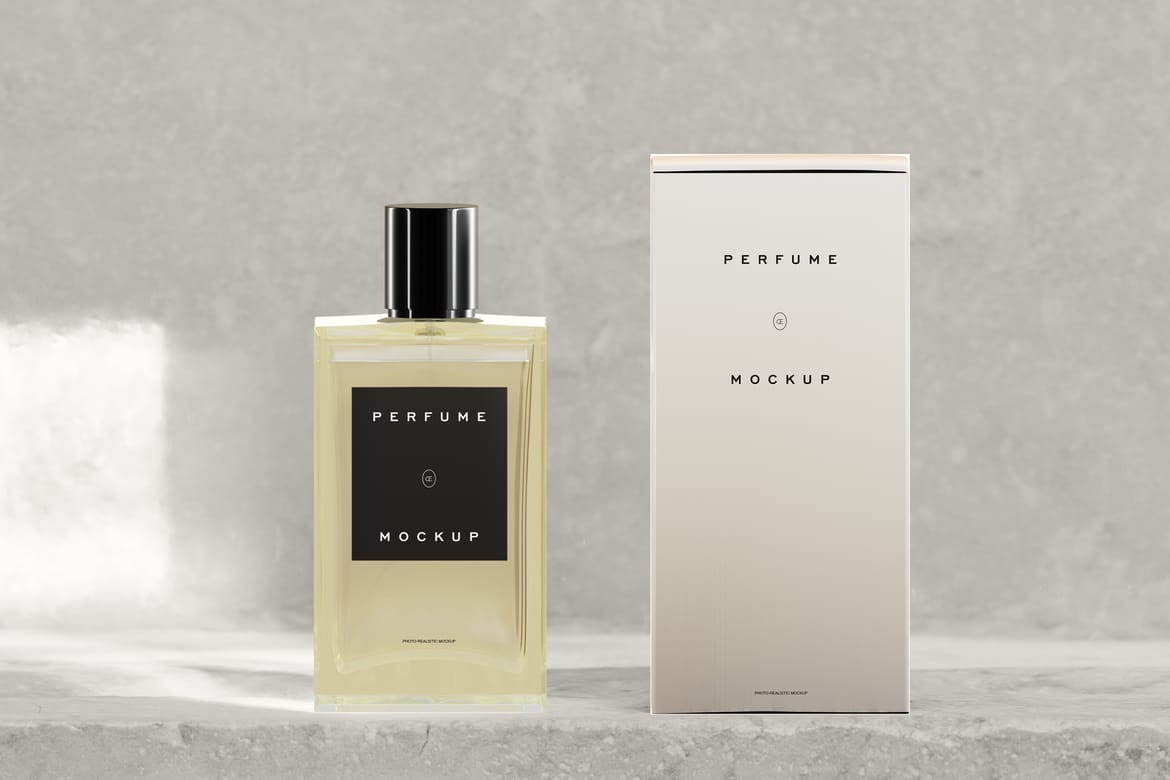 Perfume Bottle Mockups Glass & box