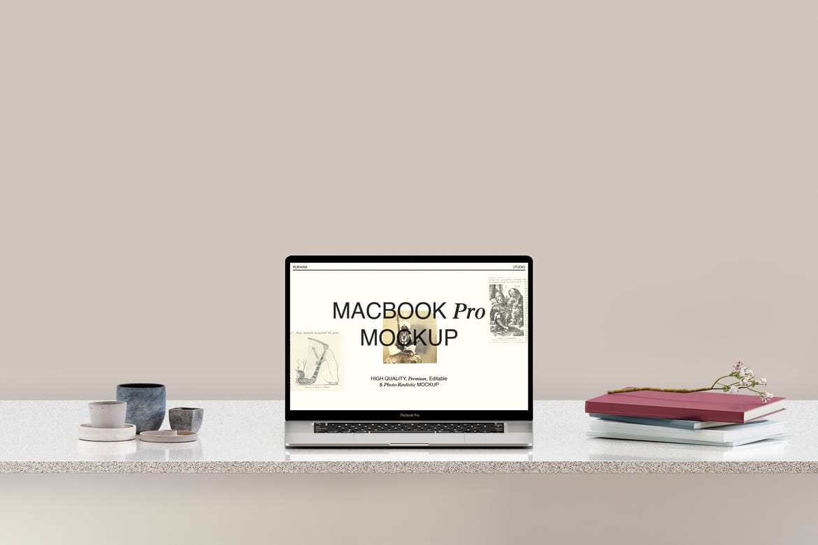 MacBook Pro Desktop Scene Mockup Set