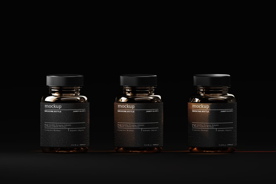Amber – Medicine Bottle Mockups Trio