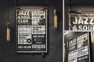 Vintage Wall Poster in Caged Frame Mockup
