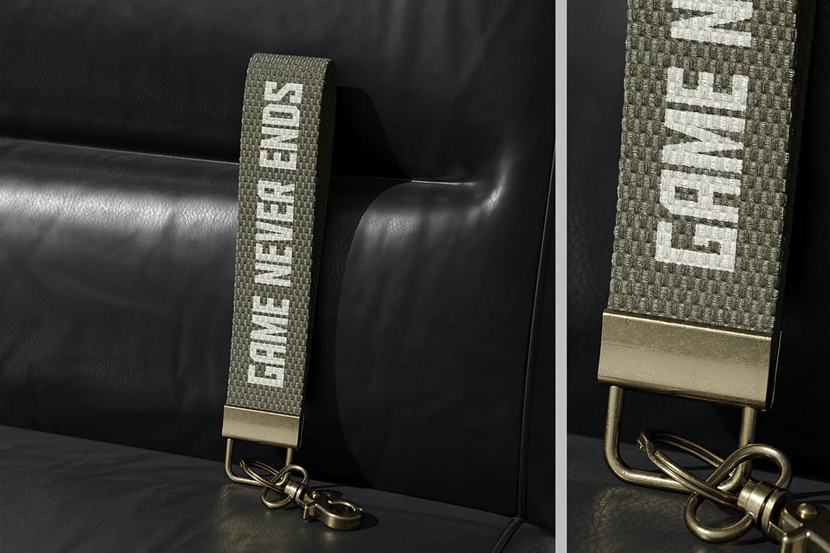 Cotton Wristlet Strap Keychain Mockup