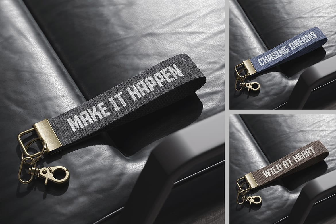 Cotton Wristlet Strap Keychain Mockup