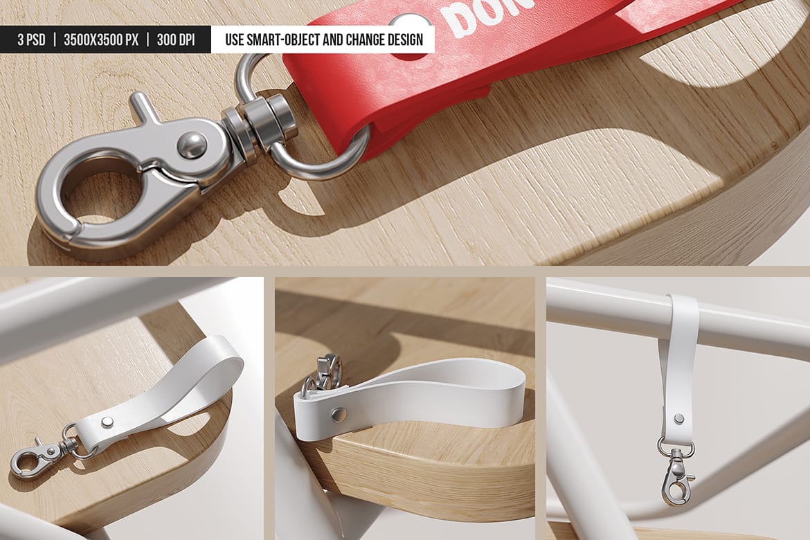 Rubber Wristband Key Ring Mockup