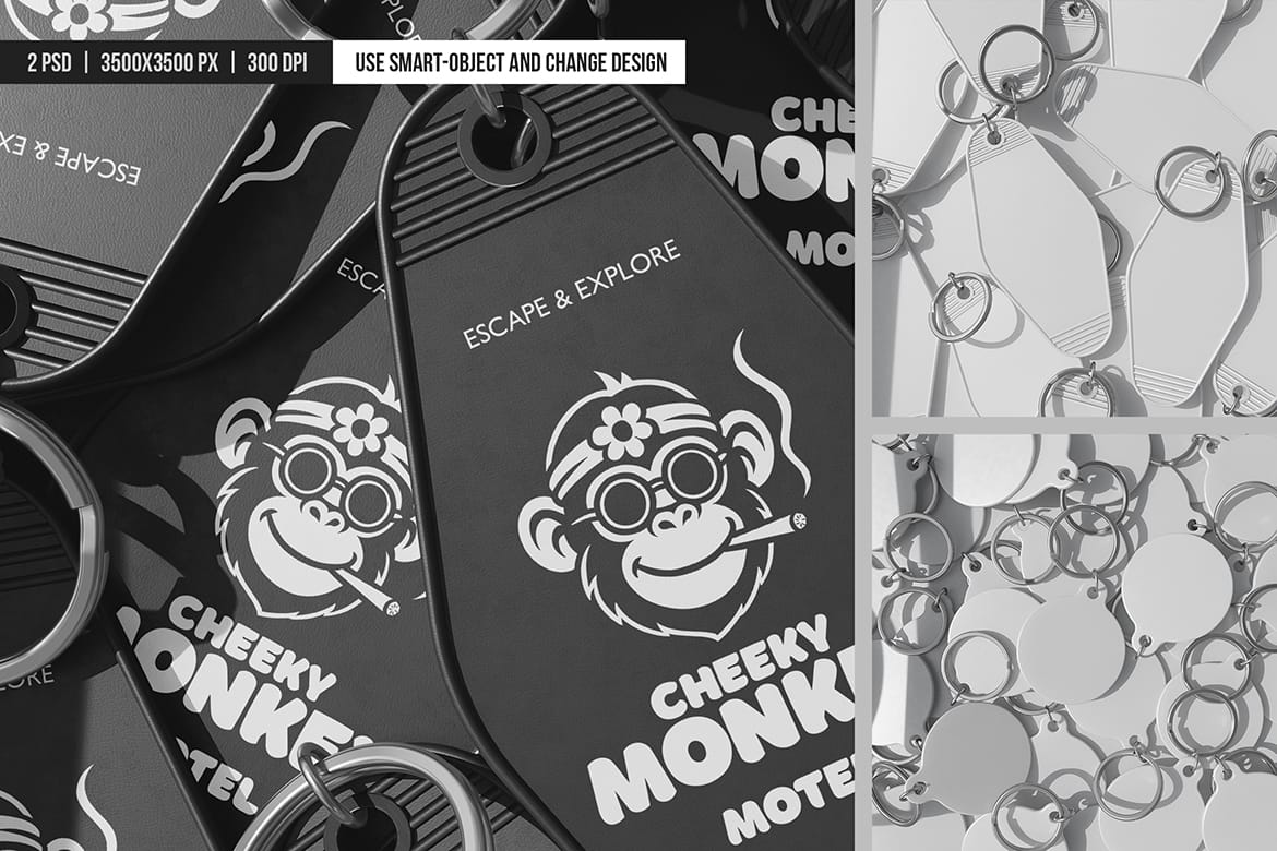 Bunch of Motel Key Tag Mockup