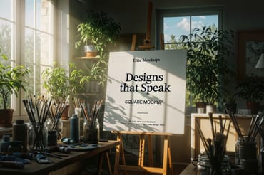 Square Frame Mockup – Bright Artistic Studio Scene