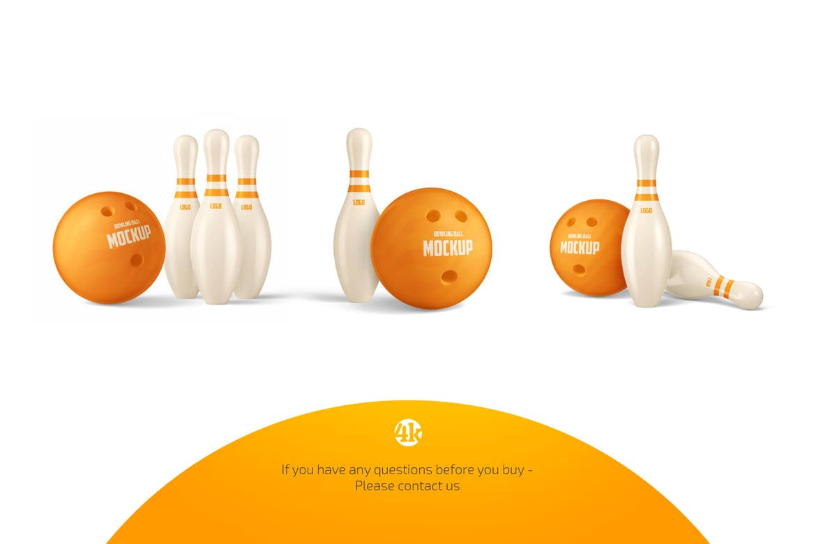 Bowling Ball with Bowling Pins Mockup Set