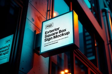 Exterior Square Box Sign Mockup