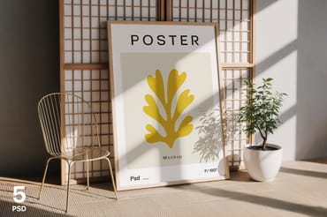 Wooden Poster Frame Mockup