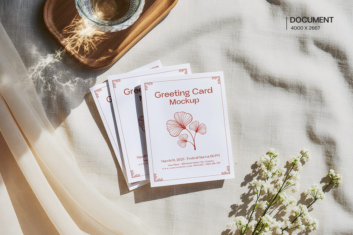 Greeting Card Mockup Scene