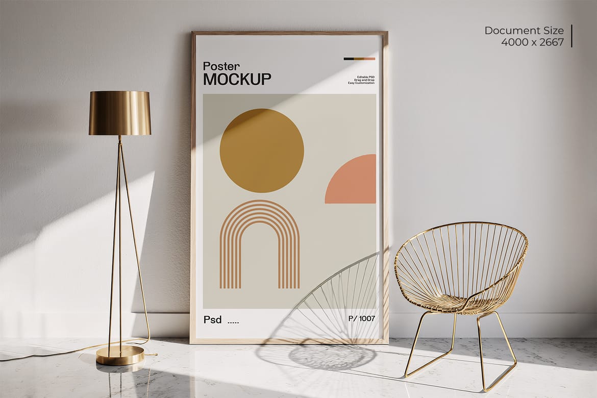 Wooden Poster Frame Mockup