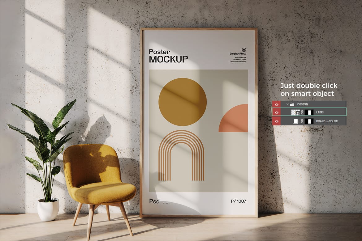 Wooden Poster Frame Mockup